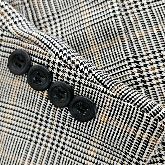 Pronto Moda Mens 52R Sport Coat/Blazer Black/White Plaid Silk/Wool/Cashm… - Picture 13 of 16
